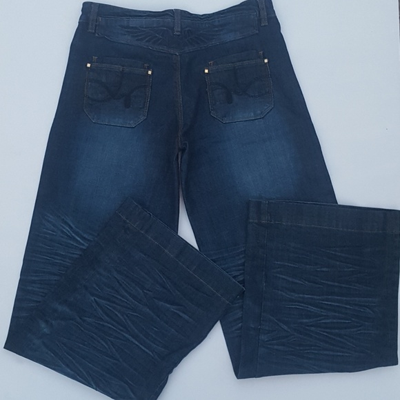 Womens Wide Leg Jeans D-Stiag Cotton Low Rise Blue - Picture 3 of 6